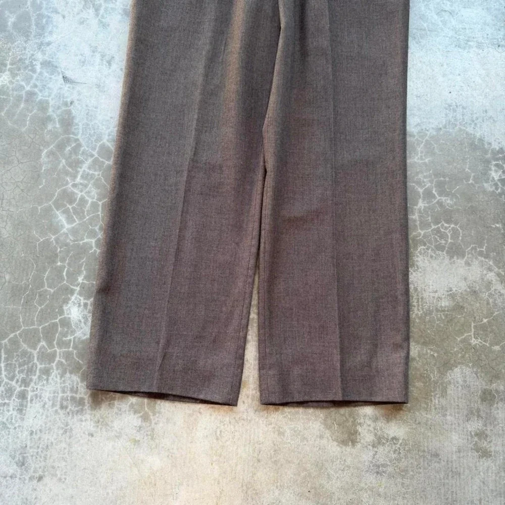 Vintage 90's HAGGAR brown wool wide leg flat front dress slacks trousers